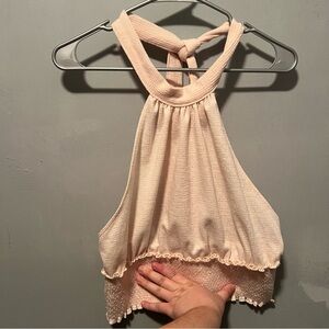 Free People Light Blush Pink Halter Crop Top